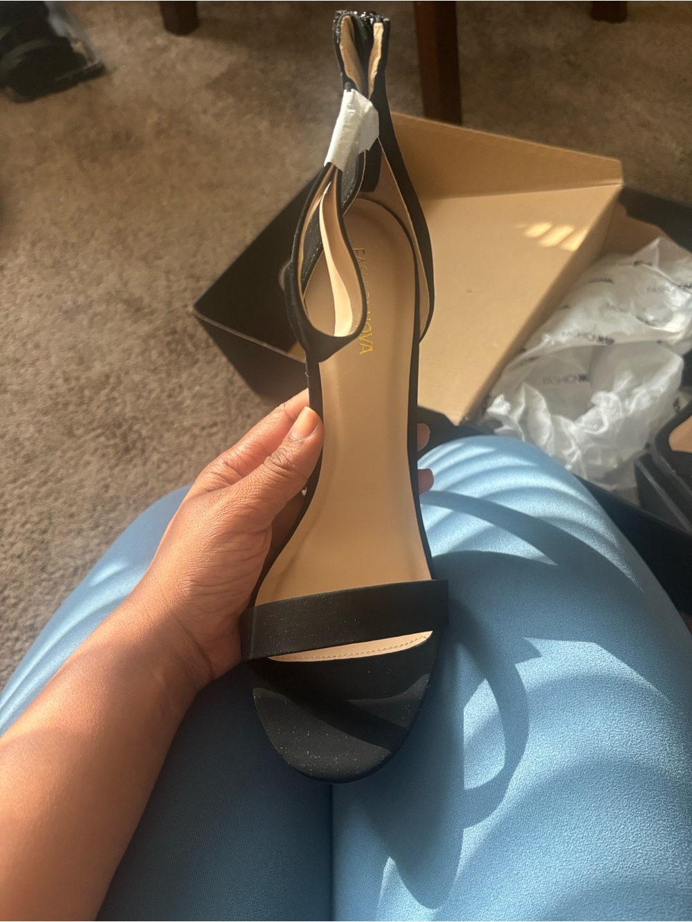 Fashion Nova Black High Heel Open-Toe - Picture 6 of 10